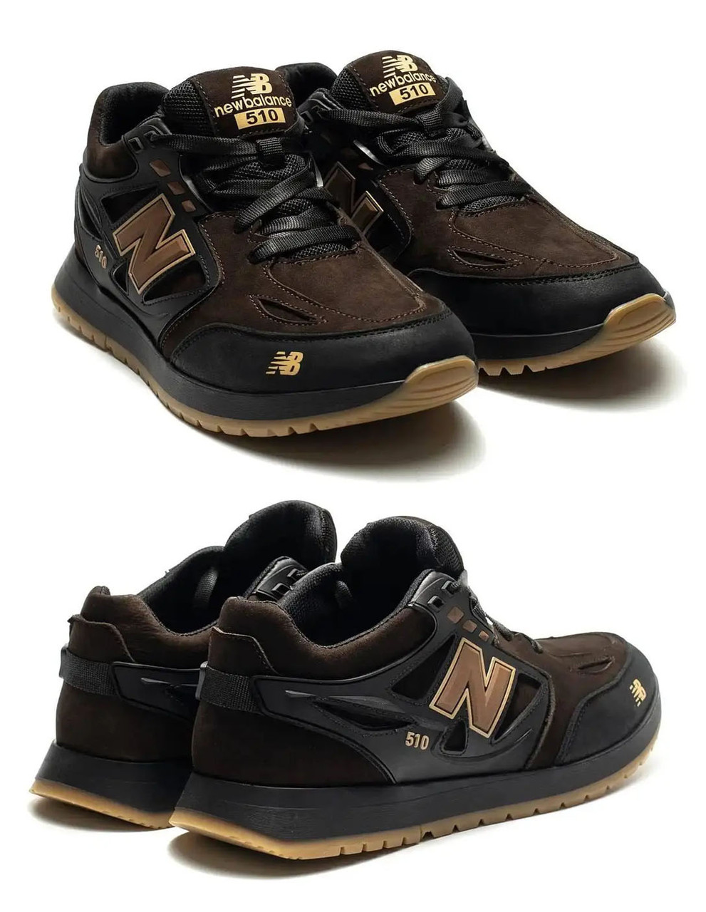 Чоловічі шкіряні кросівки NB Clasic Brown, чоловічі туфлі коричневі, кеди повсякденні. Чоловіче взуття, фото 1