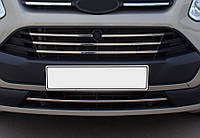 Накладки на решетку радиатора 2013-2018 (5 шт, нерж.) Carmos - Турецкая сталь Ford Custom 2013-2022 гг.