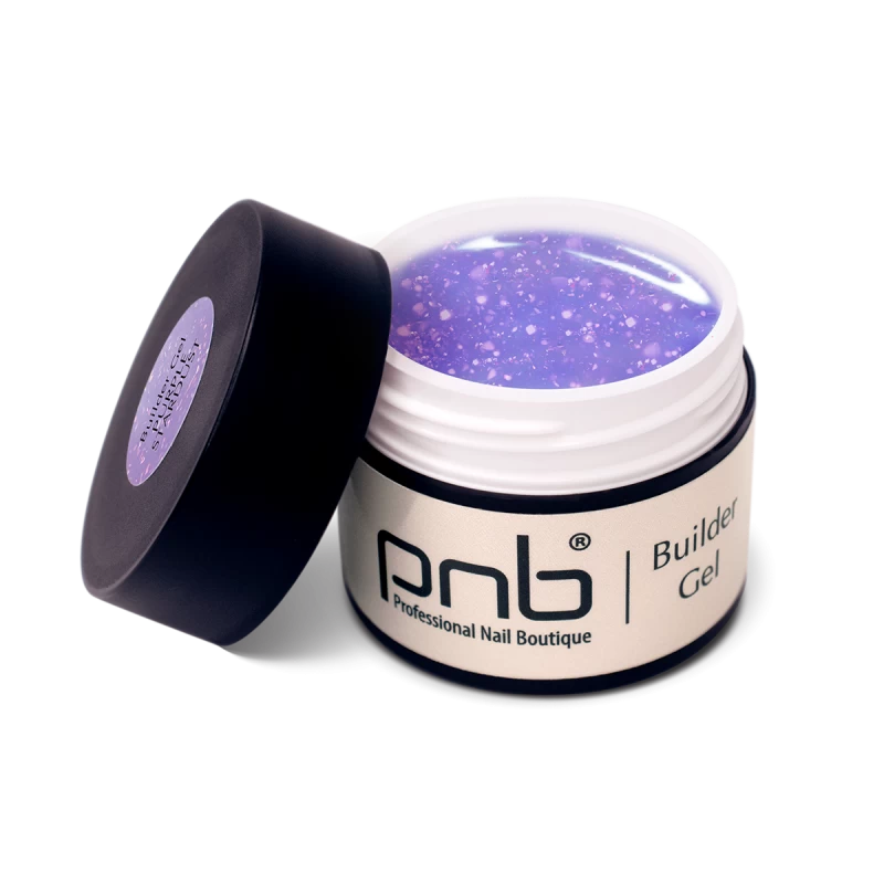 PNB UV/LED Builder Gel Purple Stardust фіолетовий з частками юкі 15 мл