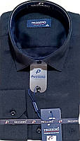 Чоловічі класичні сорочки однотонні Passero vd-0080 з довгим рукавом, сорочка чоловіча чорна ошатна