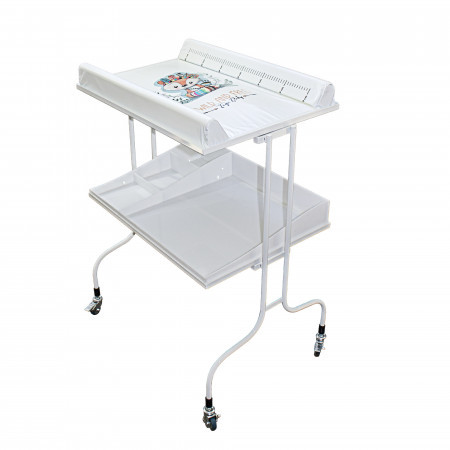 Медичний столик для сповивання з матрацом на коліщатках ССП-1 Viola пеленальний стіл для поліклініки пологового будинку