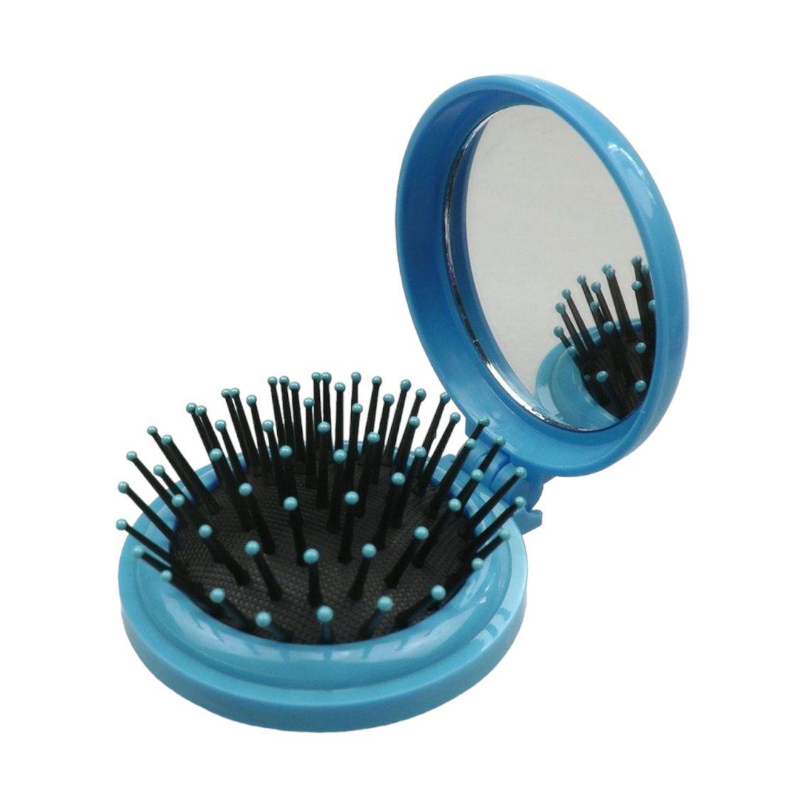 Гребінець масажний розкладний з дзеркалом круглий в асорт. (А0491) 60шт/ящ, гребінець масажний розкладний, фото 1