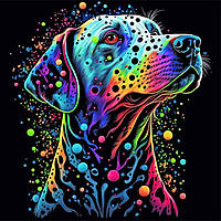 Картина по номерам Собака 40х40 Картина раскраска по номерам на черном холсте Красочный пес Strateg V4040-5