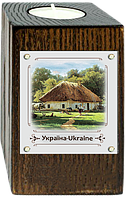 Декоративный подсвечник металл/дерево "Україна" - "Хата з сільським подвір`ям"