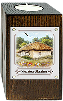 Декоративный подсвечник металл/дерево "Україна" - "Хата з вишневим цвітом"