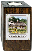 Декоративный подсвечник металл/дерево "Україна" - "Хата з соняшником"
