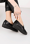 Жіночі чорні зручні повсякденні туфлі з екошкіри, розмір 42, фото 2