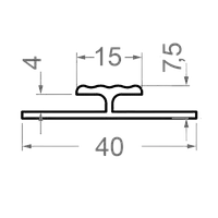 Алюминиевый H - подобный 40х7,5х1,5 мм (внутренний размер 4,5) - без покриття (35-0049)