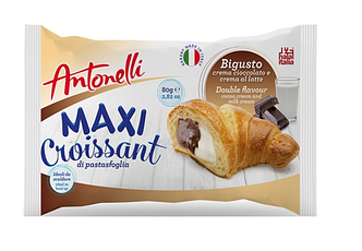 MAXI CROISSANTS Chocolate cream and milk cream 80g 1/16