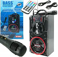 Аккумуляторная колонка с Bluetooth и радио на пульте 1200 мАч, Переносная колонка для караоке с микрофоном