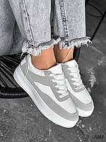 Женские кроссовки комбинированные белые с серым Jessi