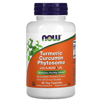 Фітосома куркуміну 500 мг Now Foods Turmeric Curcumin Phytosome with Meriva проти запалень 60 капсул
