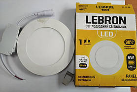 РОЗПРОДАЖ! LED СВ-К LEBRON L-PR-641, 6W, ВБ-НИЙ, 4100K, З БЛОКОМ ЖИВЛЕННЯ. Світильник