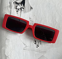 Солнцезащитные очки прямоугольные в широкой оправе Красный с черным