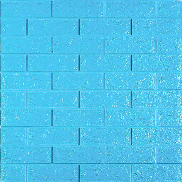 3D панелі самоклейка під цеглу, самоклеючі панелі 3д для стін 700х770х5 мм, Блакитний (005-5)