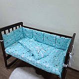 Захист 12 подушок бортики бампер на 4 сторони в дитяче ліжечко 120*60 см на зав'язочках висота 30 см, фото 5