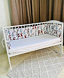 Захист 12 подушок бортики бампер на 4 сторони в дитяче ліжечко 120*60 см на зав'язочках висота 30 см, фото 3