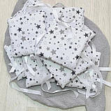 Захист 12 подушок бортики бампер на 4 сторони в дитяче ліжечко 120*60 см на зав'язочках висота 30 см, фото 2