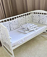 Защита 12 подушек бортики бампер на 4 стороны в детскую кроватку 120*60 см на завязочках высота 30 см
