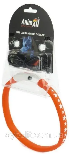 Нашийник з LED-підсвіткою AnimAll 0174 з підзаряджанням USB M 55 см Червоний (6914068020174)