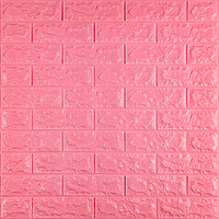3д панелі самоклейка під цеглу, самоклеючі 3D панелі на стіну 700x770x7 мм, Рожевий (004-7)