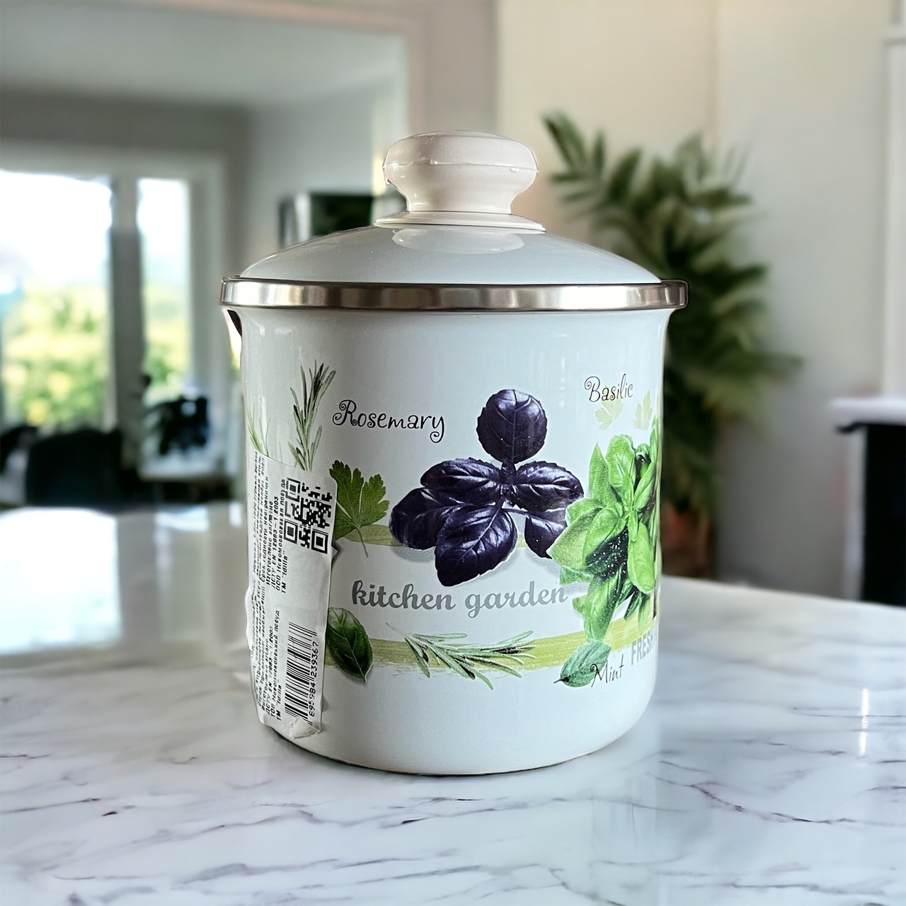 Кружка емальована з кришкою 1л Зелень Фреш Idilia 0207/2, фото 1