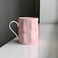 Розовая фарфоровая чашка, 350 мл