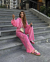 Велюровий жіночий зручний костюм-трійка штани кофта і топ, фото 5