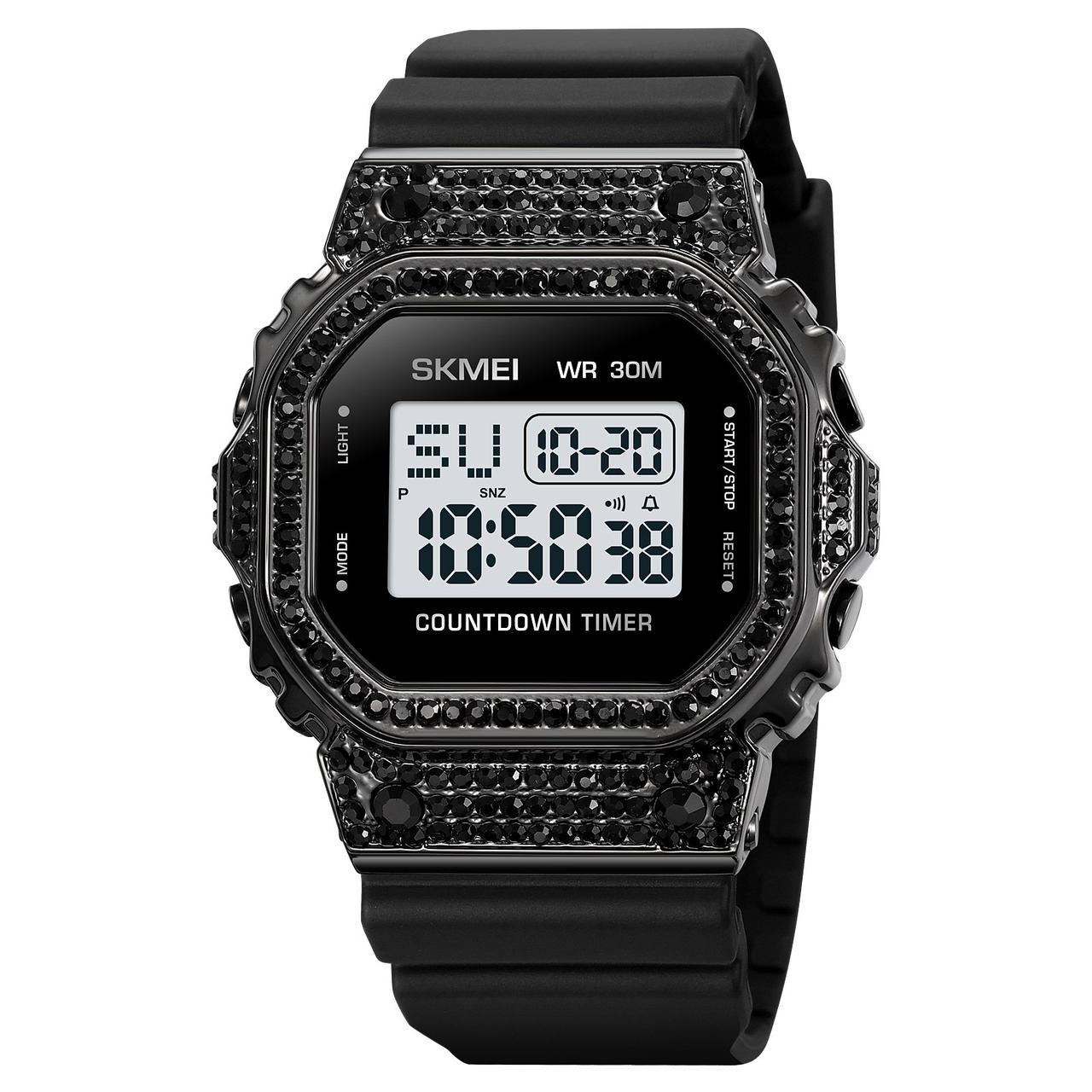 Годинник електронний жіночий чорний Skmei 2000BK Black, фото 1