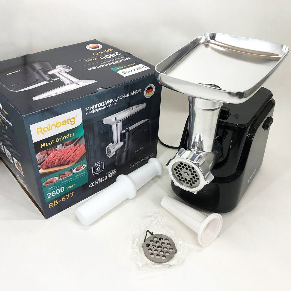 Електром'ясорубка з реверсом і насадкою для ковбаси, М'ясорубка з потужним двигуном NT-31