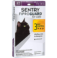 Капли на холку от блох, клещей, вшей Sentry FiproGuard для кошек и котят от 0.7 кг, 0,5 мл ЦЕНА ЗА 1 ПИПЕТКУ