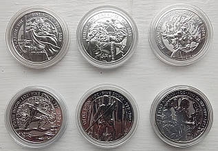 Набір 6 срібних монет Міфи і легенди Британії, Royal Mint,  2021-2023