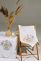 Дорожка белая раннер на стол Текстиль для кухни льон "Древо жизни"
