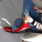 Червоні шкіряні жіночі кросівки демі, фото 2