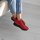 Червоні шкіряні жіночі кросівки демі, фото 6