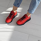 Червоні шкіряні жіночі кросівки демі, фото 4