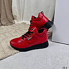 Червоні шкіряні жіночі кросівки демі, фото 10