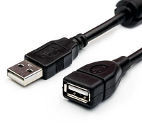 Кабель-удлинитель USB 2.0 AM-AF / для быстрой передачи данных 1 FERITE/ 1.5 метра / Черный