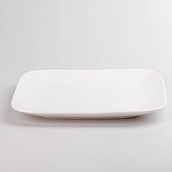 Тарілка підставна квадратна з порцеляни 24.5 см велика біла плоска тарілка