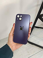 Чохол із загартованого матового скла з лінзами на камері на IPhone 14 ( фіолетовий )