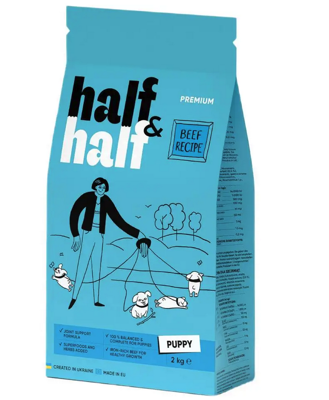 Half&Half Puppy корм з яловичиною для цуценят 2 кг