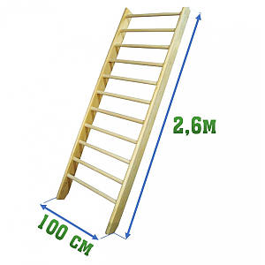 Стінка гімнастична дерев'яна (шведська) 2,6x1м
