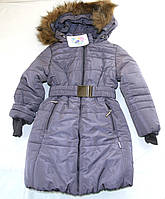 Зимнее пальто для девочки на флисовой подкладке, светло-сиреневое, Garden baby, 116, 128 128