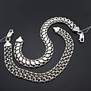 Двосторонній чоловічий срібний браслет з накладками (ширина 9 мм). Довжина 23,5 см, фото 10