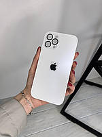 Чохол із загартованого матового скла з лінзами на камері на IPhone 12 Pro Max ( білий )
