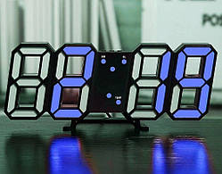 Електронні світлодіодні годинник з будильником і термометром Ly +1089 чорний, синій