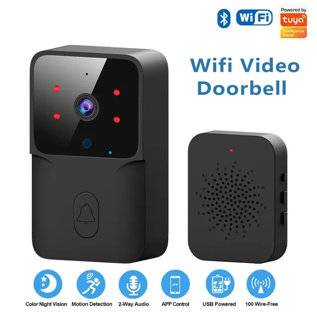Розумний Wi-Fi дверний дзвінок із камерою й акумулятором Tuya Alexa Google