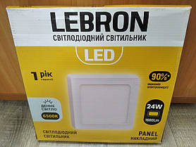 LED СВ-К LEBRON L-PSS-2465, 24W, НАК-НИЙ, 6500K, З БЛОКОМ ЖИВЛЕННЯ. Світильник світлодіодний
