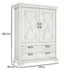 Невисока шафа для столового посуду Kashmir 123 см сосна біла в стилі прованс
