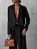 Жіночий костюм-двійка, штани плаццо + укорочений піджак (S-M, M-Lр.) P10059, фото 6